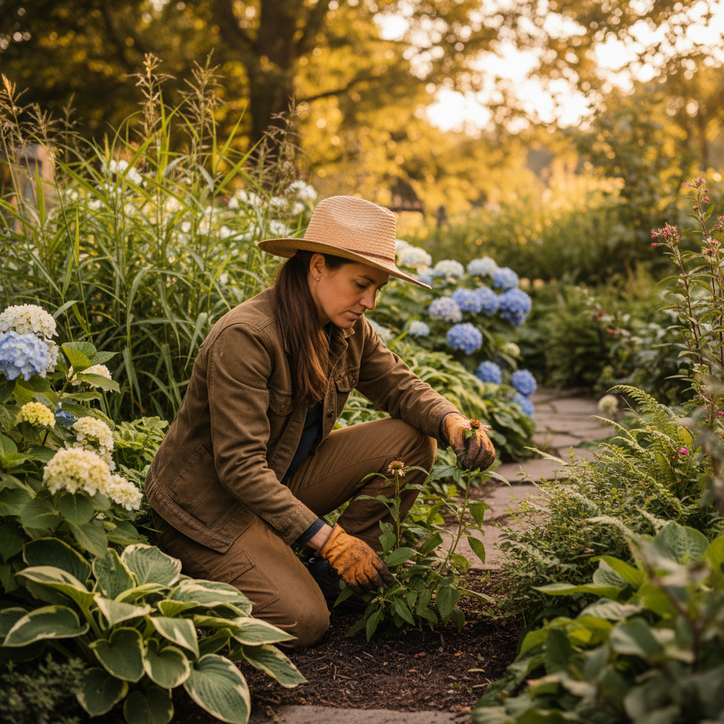 Retreat Landscape maintenance lead caring for established garden plantings
