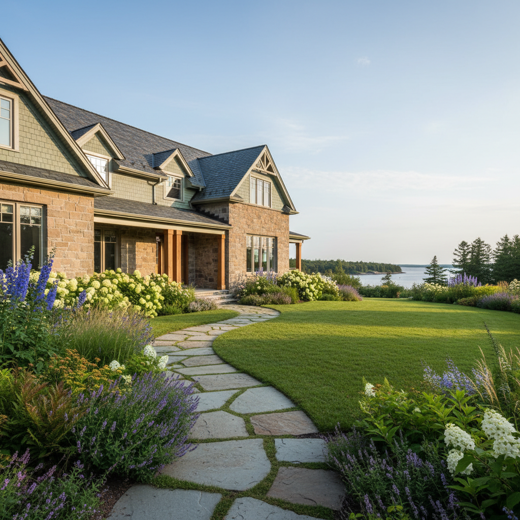 Well-maintained Georgian Bay property showing year-round landscape care