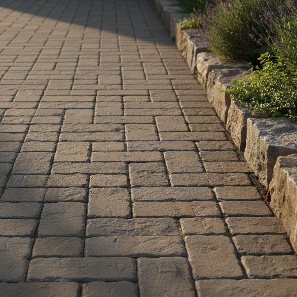 Stone terracing construction showing engineered gravel sub-base and retaining walls