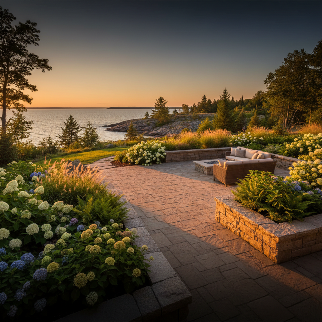 Well-maintained Georgian Bay second home showing professional year-round landscape care