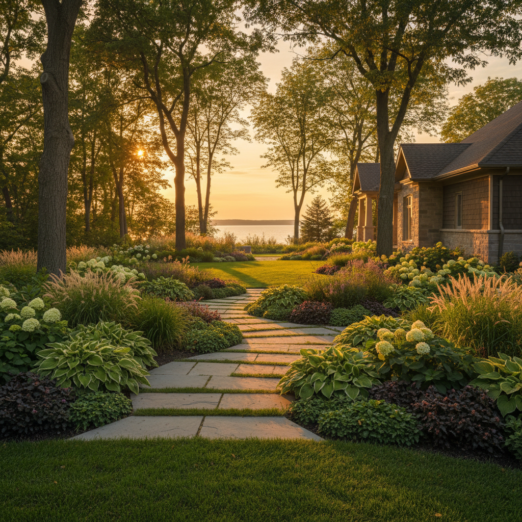 Completed landscape project in Collingwood showing the full scope of a design-build transformation